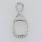 14K White Gold Semi Mount Pendant Setting Cushion CU 9x7mm GTL20273P14KW - Syzjewelry